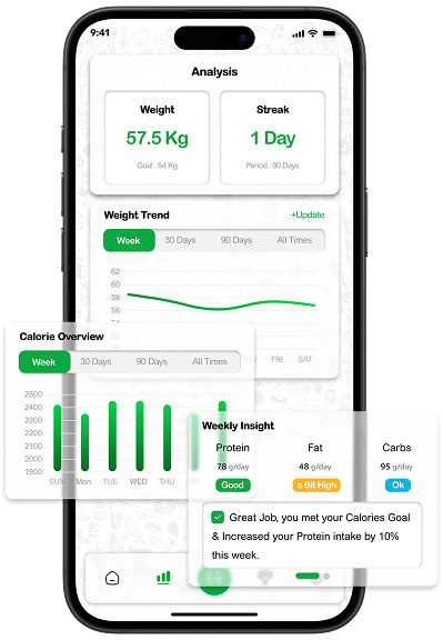 Analysis and AI suggestions Calkilo app screen