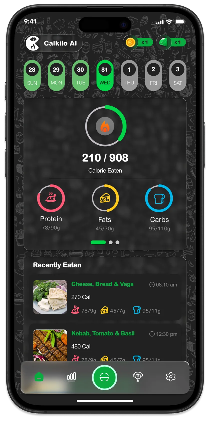 Calkilo dark mode phone preview